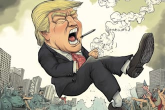 create a political cartoon or editorial illustration