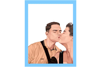 do a romantic custom vector portrait for lovers