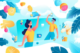 create a colorful flat and isometric illustration