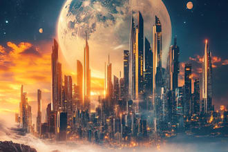 design cyberpunk futuristic city illustration in unique style