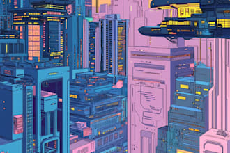 make futuristic cyberpunk city and sci fi concept art for you
