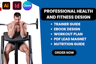 design health fitness ebook, canva pdf lead magnet, workout plan medical ebook
