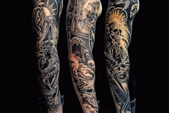 draw tattoo design realistic, full sleeve tattoo artist
