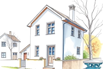 draw house or any building into colorfull watercolor