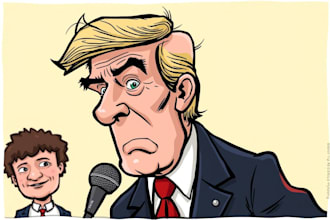 draw you political funny cartoon portrait for you