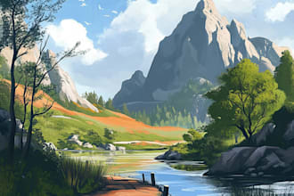 design an concept art and fantasy landscape