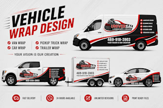 do unique van wrap, car wrap, truck wrap, box trailer wrap design
