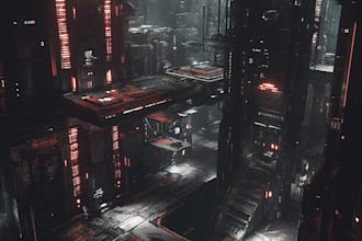 design cyberpunk futuristic city style art for any project