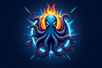 design outstanding octopus mascot logo for you with new concept