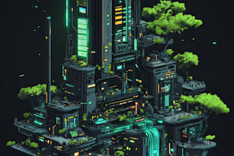 draw a futuristic cyberpunk city and digital art illustration