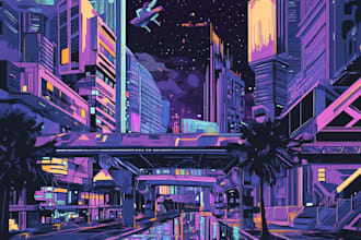 create cyberpunk city style art for any project