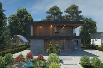 remodel contemporary home,backyard,terrace modern story villa exterior rendering