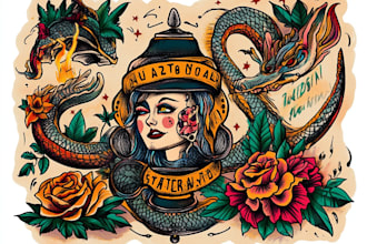 create awesome old school tattoo style design
