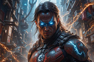 create scifi, superhero character art