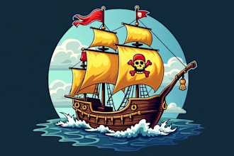 design high quality pirate ship mascot logo with unlimited revisions