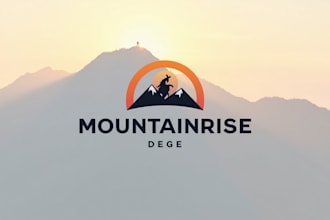 do simple mountain sunrise mascot logo design