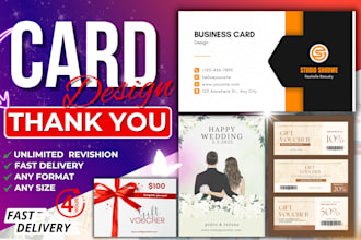 design card for business, gift visiting, wedding invitation and amazon thank you