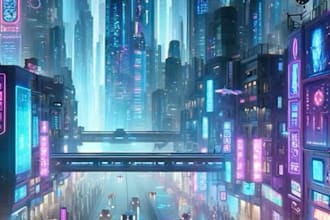 design futuristic cyberpunk night city design from your style