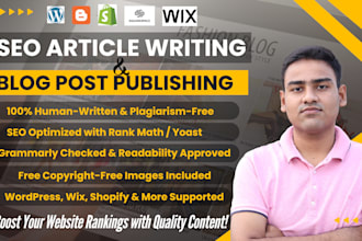 write and publish 50 SEO articles and blog posts on your site