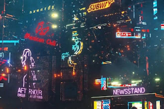 make a cyberpunk city style art for any project