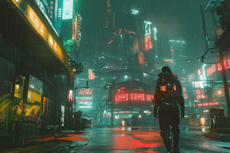 draw an animation of a futuristic cyberpunk night city