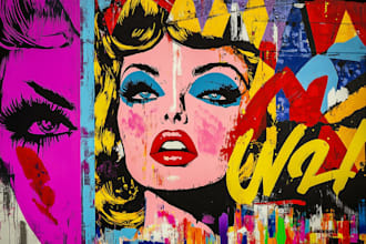 create a unique pop art and street graffiti style modern artwork