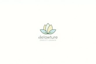 do flower line art mascot logo design