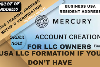 create USA business mercury wise bank account for non residence who have llc