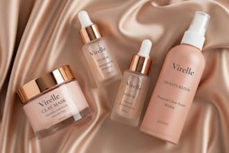 do cosmetic label, bottle label, skincare, haircare, mockups, cosmetic packaging