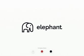 do minimal elephant line mascot logo design