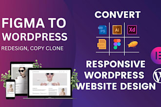 covert figma,xd,psd to wordpress using elementor pro