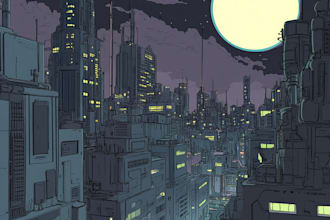 design sci fi and science fiction cyberpunk city, game art