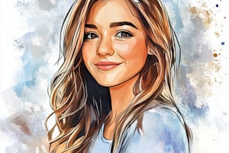 draw caricature logo vector portrait cartoon watercolor