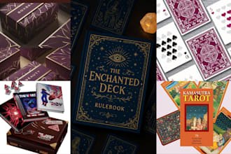 design custom playing card, kamasutra, tarot guidebook, rulebook card box design