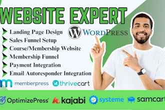 build course membership website landing page on optimizepress kajabi thrivecart