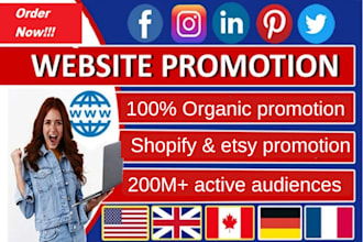 share, shoutout promote shopify, etsy to 200m USA, UK twitter, fb, ig audiences