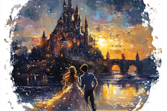 design a fantasy, whimsical and disney style for novel title and logo