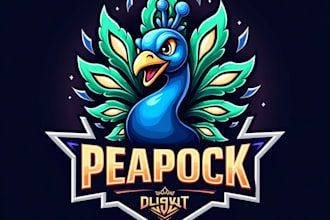 design high quality esport peacock mascot logo with unlimited revision