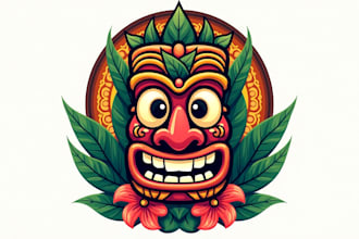 design beautiful tiki mask mascot logo design with express delivery