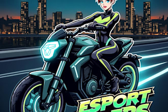 design high quality esport woman rider mascot logo with free source file