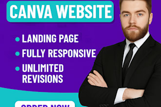 create canva landing page , canva website design, landing page using canva