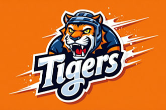 design super unique angry tiger head mascot logo   for your company