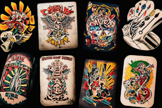 create any design in flash traditional tattoo style