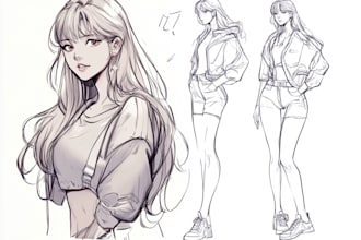 sketch anime or manga illustration, full body