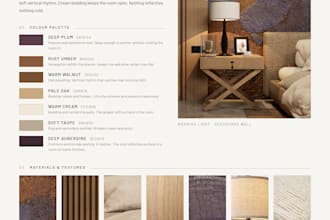 design an interior moodboard and furniture layout plan