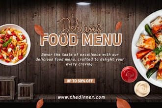 design a pizza and burger banner ads for your business