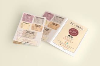 design a modern and professional restaurant menu, menu board, bar or cafe