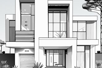 draw house illustration, floor plan, architecture building, line art, stadium