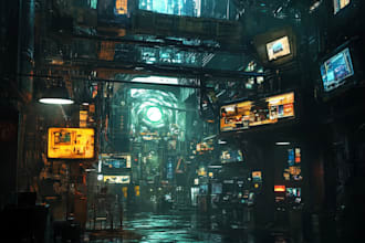 make futuristic cyberpunk city and sci fi concept art