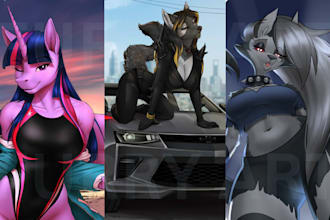 draw custom furry art, anthro fursuit character, cute or nsfw furry commission